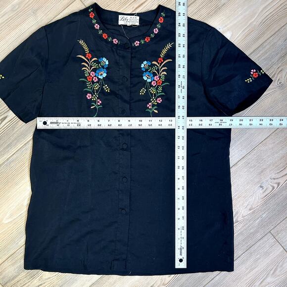 vintage embroidered blouse, top, Lily, button up shirt, embroidery - Picture 4 of 6